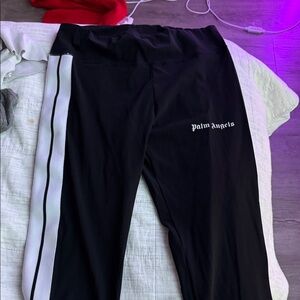 Palm Angels Black Pants with White Side Stripe